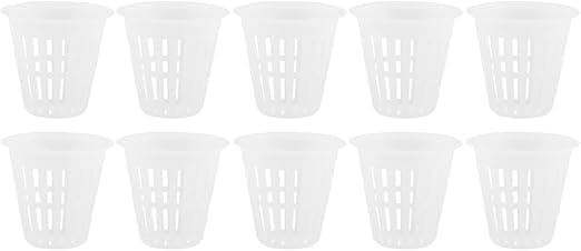 Grow Net Cup, Reusable Grow Net Cups for Garden, Plastic Garden Mesh Planting Cups, Baskets, Heavy Duty Pond Planting Cups (50, White)