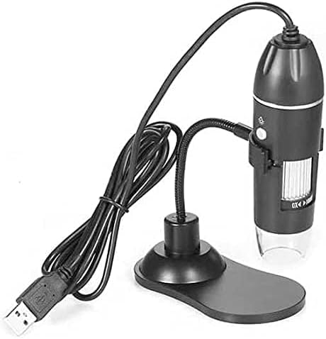USB 1000X digital microscope with internal eyepiece, magnifying lens with 8 LED illumination, and stand