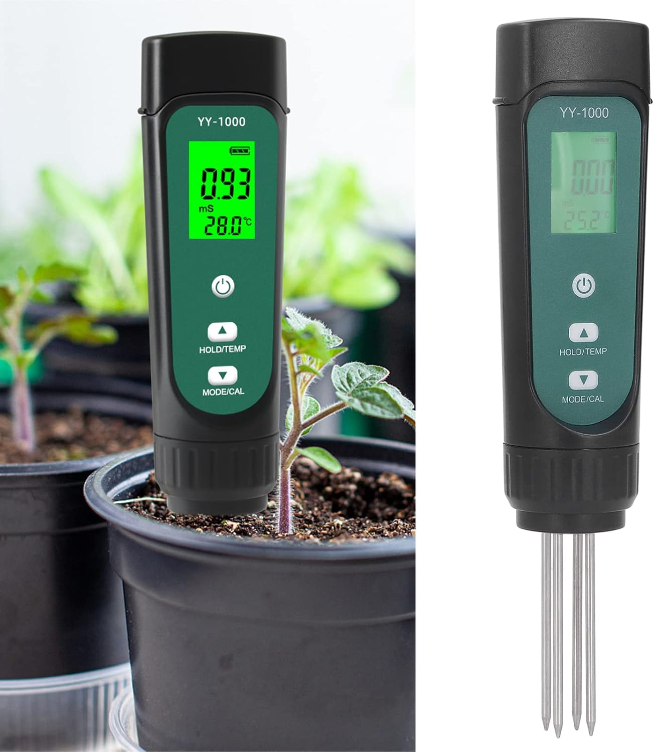 3-in-1 soil meter for measuring pH, moisture, and light