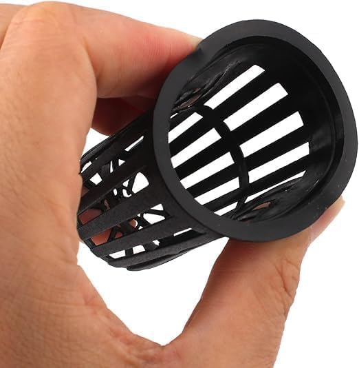Hydroponic and aquaponic pots made of UV-resistant plastic, 2-inch hydroponic planting cups with thin edges and slotted sides for hydroponics and irrigation, pack of 25 pieces. Black