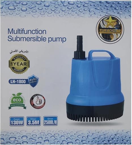Pump, 130W Submersible Water Pump, Super Quality Bottom Suction Pump, Multifunctional for Pond, Aquarium, Aquarium, Fountain, Waterfall