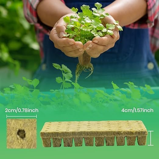 49 Pcs Rock Wool Starter Kit for Beginners, Soilless Growing Rockwool Mat, Plant Seed Growing Cubes, Seed Germination Tray, Seed Seedlings, Cube Size 2x2x4cm