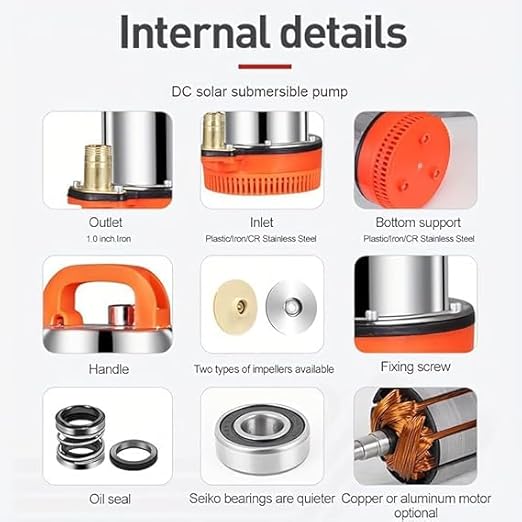 DC 24V Submersible Water Pump Deep Well 1 Inch Outlet Irrigation Water Pump with Upgraded Copper Motor