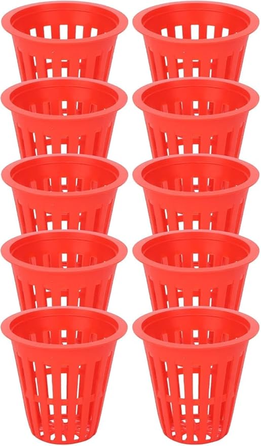 Grow Net Cup, Reusable Grow Net Cups for Garden, Plastic Garden Mesh Planting Cups, Baskets, Heavy Duty Pond Plants (250,Red)
