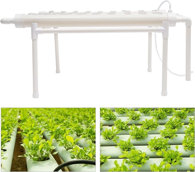 Hydroponic Grow Kit, 1 Layer, 54 Plant Locations, PVC Pipe, Hydroponics, 6 Pipes, Hydroponic Plant System, Water Culture Garden Operating System for Leafy Vegetables