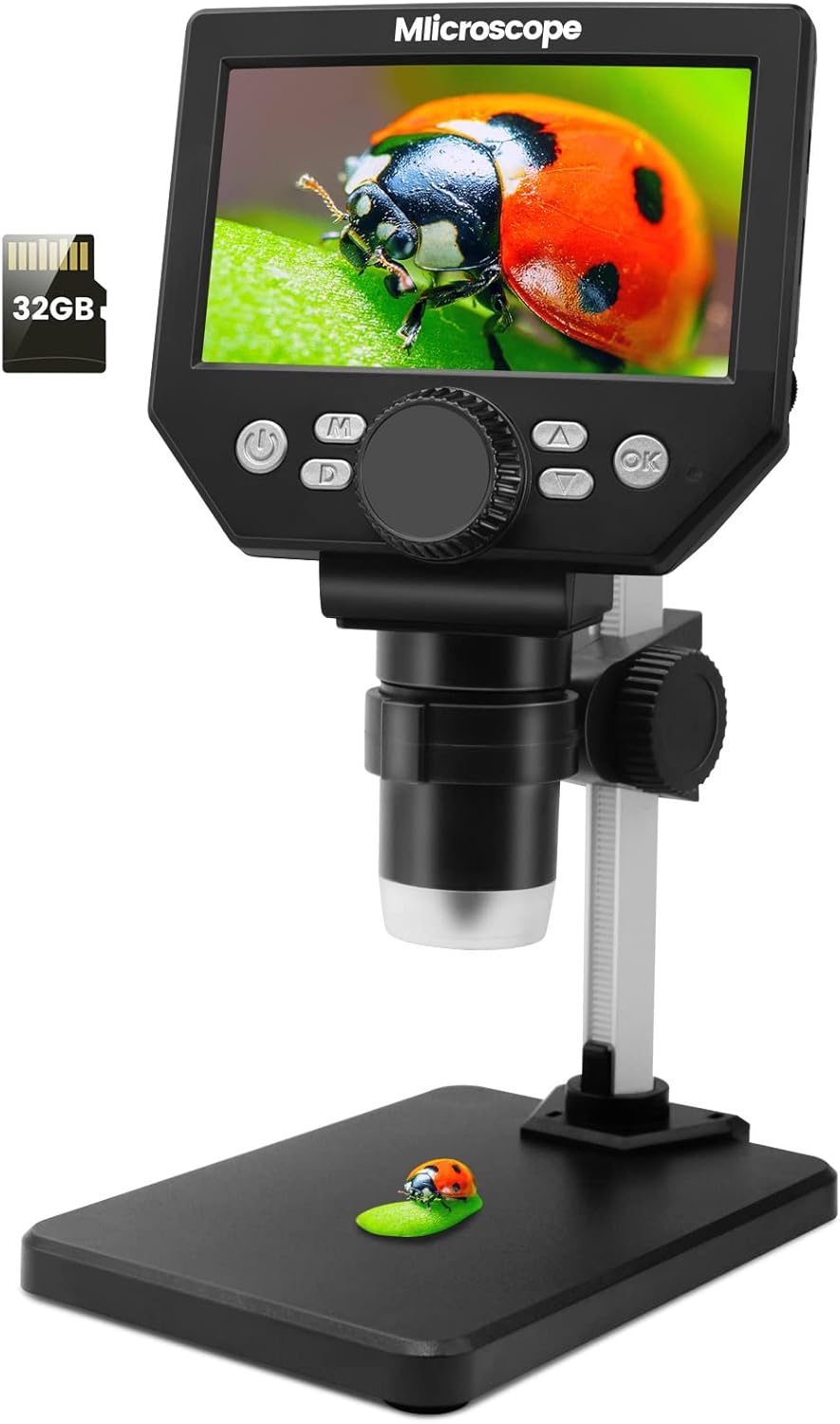 Digital microscope with a 4.3-inch LCD screen and USB with a 32GB TF card, electronic video recording camera.