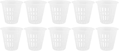 Grow Net Cup, Reusable Grow Net Cups for Garden, Plastic Garden Mesh Planting Cups, Baskets, Heavy Duty Pond Planting Cups (200, White)