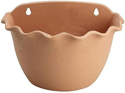 Wall hanging flower pot for wall, hanging garden pots, indoor or outdoor plant pots, hanging plant chalet, gardening container with wavy edge in plastic pottery style - Havana