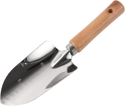 Garden Shovel with Wooden Handle [1 Pack], Stainless Steel Heavy Duty Shovel, for Digging, Planting, Moving and Other Garden Work Stainless Steel