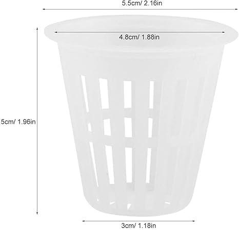 Grow Net Cup, Reusable Grow Net Cups for Garden, Plastic Garden Mesh Planting Cups, Baskets, Heavy Duty Pond Planting Cups (200, White)