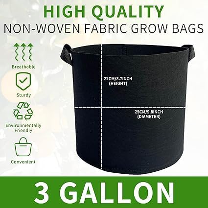 Thicken Non-Woven Fabric Planting Bags Weatherproof Fabric Plant Pots Large Capacity Breathable Drainage Plant Pot Cloth 3 Garden Bags for Planting Vegetables D22cm*H30
