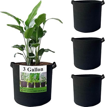 Thicken Non-Woven Fabric Planting Bags Weatherproof Fabric Plant Pots Large Capacity Breathable Drainage Plant Pot Cloth 3 Garden Bags for Planting Vegetables D22cm*H30