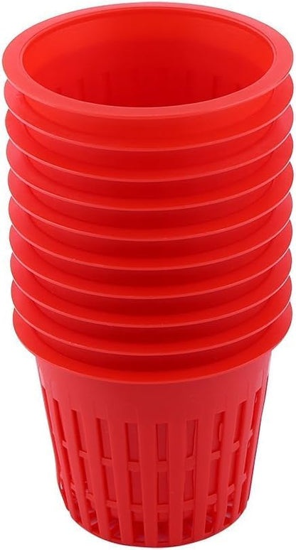 Grow Net Cup, Reusable Grow Net Cups for Garden, Plastic Garden Mesh Planting Cups, Baskets, Heavy Duty Pond Plants (200,Red)