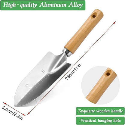 Garden Shovel with Wooden Handle [1 Pack], Stainless Steel Heavy Duty Shovel, for Digging, Planting, Moving and Other Garden Work Stainless Steel