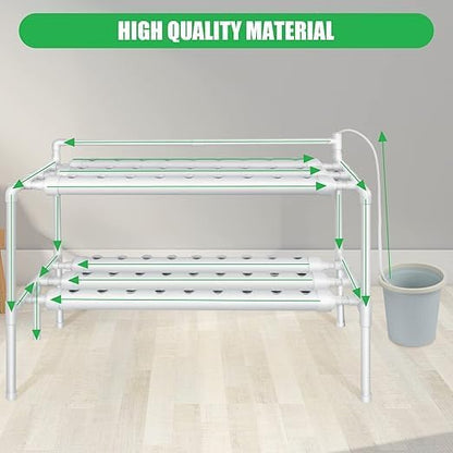 NFT Growing System, Soilless Vegetable Fruit Plant Growing Tubes Kit  54 Plant Sites 2 Layers