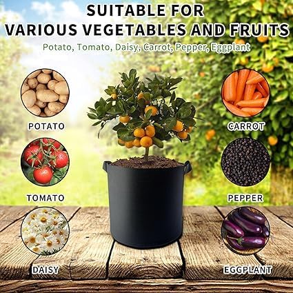 Thicken Non-Woven Fabric Planting Bags Weatherproof Fabric Plant Pots Large Capacity Breathable Drainage Plant Pot Cloth 3 Garden Bags for Planting Vegetables D22cm*H30