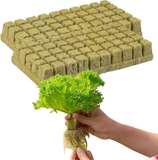99 Pcs Rock Wool Starter Kit for Beginners, Soilless Growing Rockwool Mat, Plant Seed Growing Cubes, Seed Germination Tray, Seed Seedlings, Cube Size 2x2x4cm