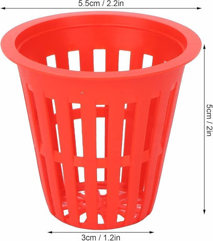 Grow Net Cup, Reusable Grow Net Cups for Garden, Plastic Garden Mesh Planting Cups, Baskets, Heavy Duty Pond Plants (200,Red)