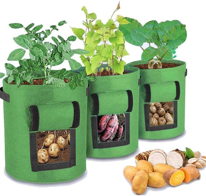 Thick non-woven fabric planting bags with a capacity of 200 liters, well-ventilated and good for draining plants, suitable for a vegetable garden.