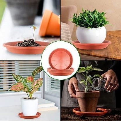  صحن نباتات 45سم باللون الطيني للديكور مجموعة 5 أوعية احمر