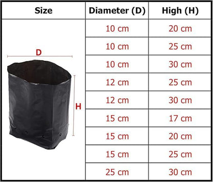 Grow Bags, UV Resistant Black Polyethylene for Garden | Grow Bags, Plants for Home, Garden, Nursery | Small Bags, 12x6  (300, Black)