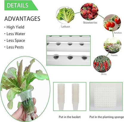 NFT Growing System, Soilless Vegetable Fruit Plant Growing Tubes Kit  54 Plant Sites 2 Layers