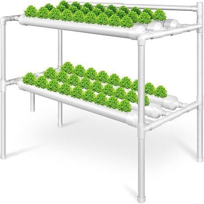 NFT Growing System, Soilless Vegetable Fruit Plant Growing Tubes Kit  54 Plant Sites 2 Layers
