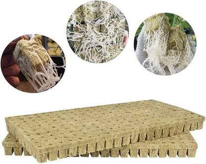 99 Pcs Rock Wool Starter Kit for Beginners, Soilless Growing Rockwool Mat, Plant Seed Growing Cubes, Seed Germination Tray, Seed Seedlings, Cube Size 2x2x4cm