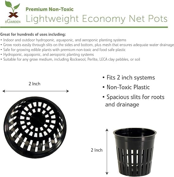 Hydroponic and aquaponic pots made of UV-resistant plastic, 2-inch hydroponic planting cups with thin edges and slotted sides for hydroponics and irrigation, pack of 25 pieces. Black