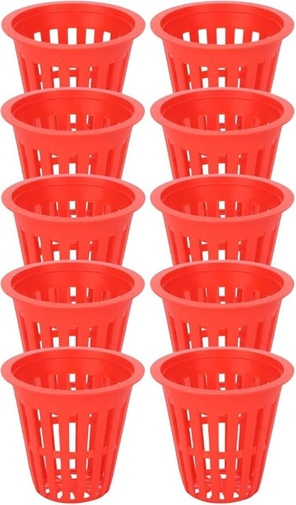 Grow Net Cup, Reusable Grow Net Cups for Garden, Plastic Garden Mesh Planting Cups, Baskets, Heavy Duty Pond Plants (150, Red)