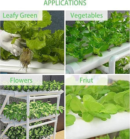 NFT Growing System, Soilless Vegetable Fruit Plant Growing Tubes Kit  54 Plant Sites 2 Layers