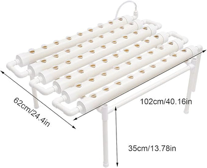 Hydroponic Grow Kit, 1 Layer, 54 Plant Locations, PVC Pipe, Hydroponics, 6 Pipes, Hydroponic Plant System, Water Culture Garden Operating System for Leafy Vegetables